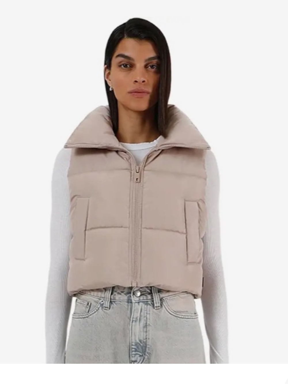 Apparis Taupe Cropped Puffer Vest - NWOT - size small
